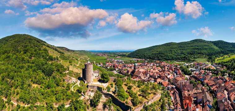 Kaysersberg in Alsace, one of the most beautiful villages of France. Kaysersberg in Alsace in the department of Haut-Rhin of the Grand Est region of France. Small village of Kaysersberg in Alsace.