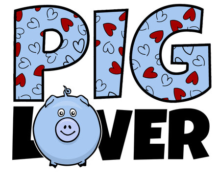 pig lover design with cute pig and hearts