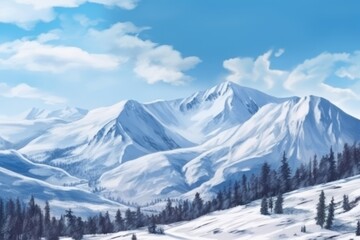 Fototapeta premium Majestic Snowy Mountain Landscape with Clear Skies, Generative AI