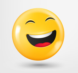 Laughing emoji 3d vector. Emoticon isolated on white background 