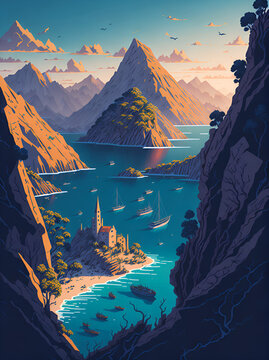 Montenegro landscape. AI generated illustration
