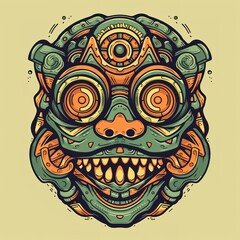 Monster alien robotic face illustrations design, generative ai