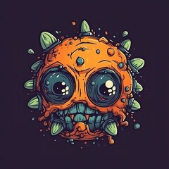 Monster alien robotic face illustrations design, generative ai