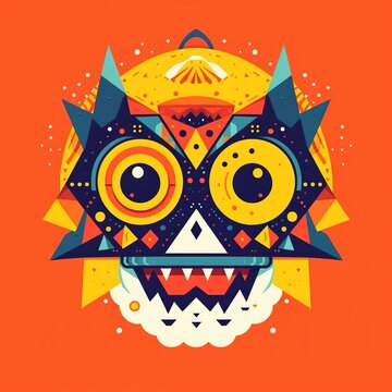 Monster alien robotic face illustrations design, generative ai