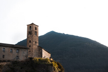 Fototapeta premium Ancient church in Romanesque style (Broto, Aragon, Spain)