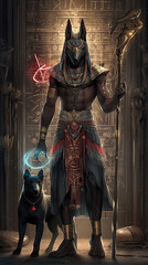 Anubis, the Egyptian protector god, guardian and guide of the dead - obrazy, fototapety, plakaty