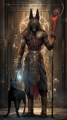 Anubis, the Egyptian protector god, guardian and guide of the dead - obrazy, fototapety, plakaty