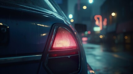The burning taillight of the car at night (ai generate) - obrazy, fototapety, plakaty