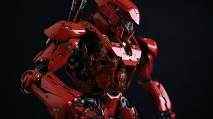 Red mech robot, futuristic mech 3d image, Sci-fi mech soldier. Military futuristic robot warrior, AI