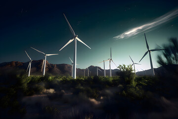 Wind turbines, alternative green energy, Generative AI 5Wind turbines, alternative green energy, Generative AI content