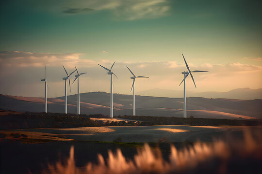 Wind turbines, alternative green energy, Generative AI