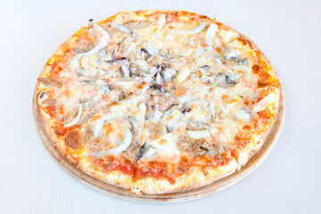 Delicious mixed pizza with rich content. Menu concept of choice and diversity. Karisik pizza