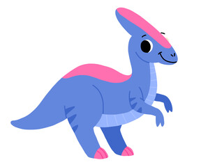Hand drawn cartoon parasaurolophus. Cute dino