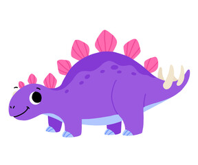 Hand drawn cartoon stegosaurus. Cute dino