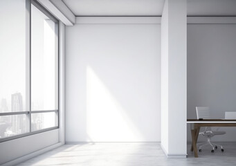 White empty office wall with a window generative ai 