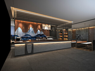 Modern luxury restaurant cafe interior