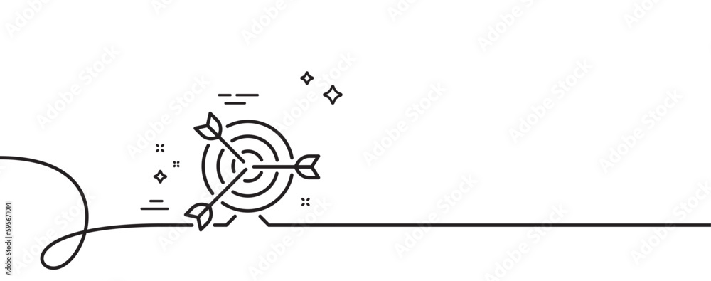 Poster target line icon. continuous one line with curl. marketing targeting strategy symbol. aim with arrow