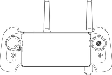 Drone FPV Line Stroke. FPV Glasses. Drone Vector Isolated. White Background. R232204010