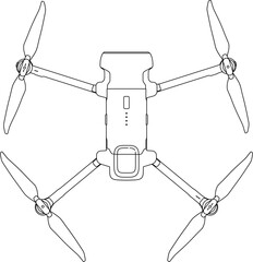 Drone FPV Line Stroke. FPV Glasses. Drone Vector Isolated. White Background. R232204005