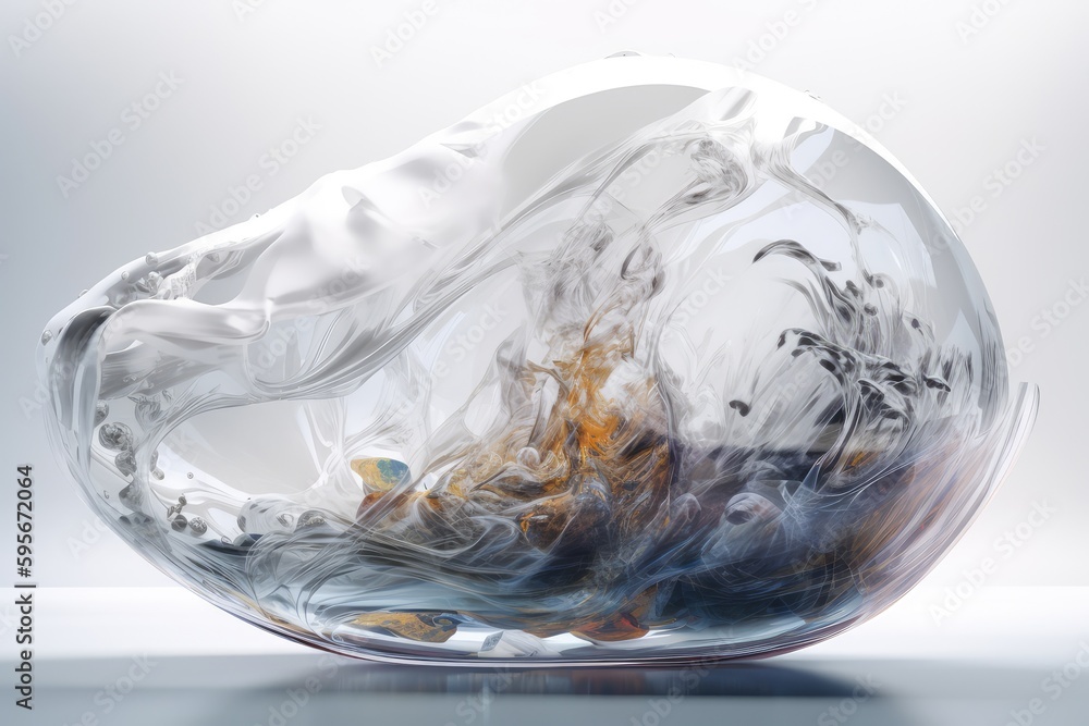 Poster abstract metamorphose change quartz crystal white transparent. distinct generative ai image.