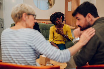 African american woman psychologist on a group therapy session