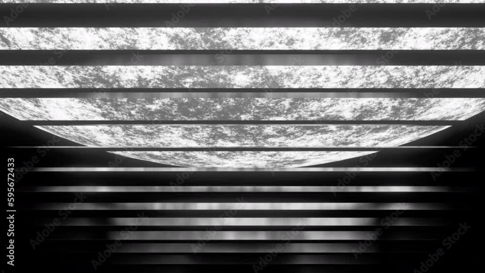 Poster abstract silver moon in outer space. design. parallel horizontal flowing lines.