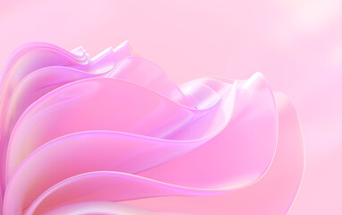 Beauty romantic light rose wavy abstract elegant background. Curling futuristic cloth airy elements.