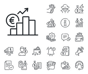 Currency exchange sign. Cash money, loan and mortgage outline icons. Euro rates line icon. Money trade symbol. Euro rate line sign. Credit card, crypto wallet icon. Inflation, job salary. Vector