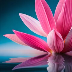Lotus flower glistens on the marsh water and surrounded by beautiful sky colors, great for website, business, wallpaper, company, blog etc. Concept drawing of Ai Generative