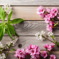 cherry blossom on wooden background