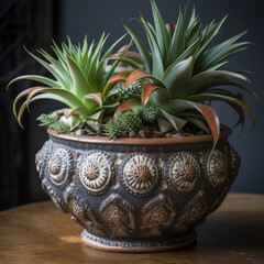 Ananas in a old pot