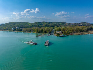 Fototapeta na wymiar Ferry between Szántód and Tihany on Lake Balaton, Hungary