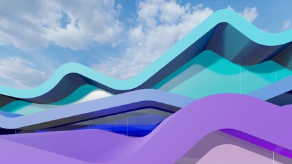 Abstract architecture background curved buildings 3d render