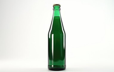 Green bottle of beer with a gold cap isolated on a white background alcohol beer mockup Generative AI