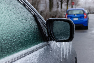 Rétroviseur de voiture verglas 