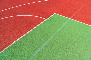Colorful basketball lines on court