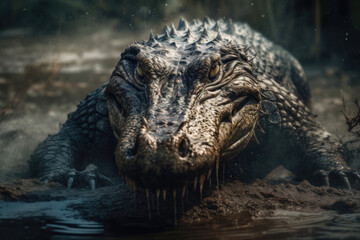 Crocodile, alligator in the water. Generative AI. - obrazy, fototapety, plakaty