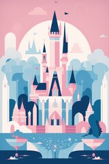 Magic castle minimalist poster. - obrazy, fototapety, plakaty