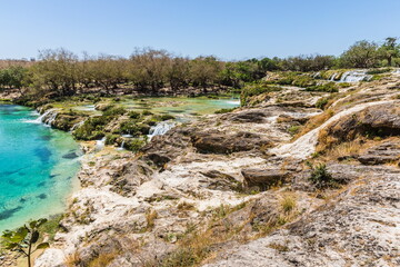 Wadi Darbat Valley, one of the most beautiful and picturesque places of nature in the Dhofar region in the Sultanate of Oman.