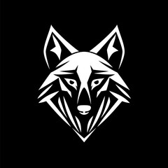 Illustration of a wolf head symbol, perfect for badge labels, logos, t-shirt designs, symbols, mascots and tattoos on black background