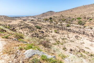 Park near the Tawi Atair Sinkhole Oman, the most famous sinkhole in the Dhofar (Dofar) governorate, one of the deepest natural sinkholes in the world