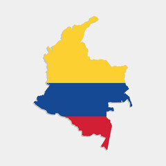 colombia map with flag on gray background