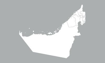 United Arab Emirates. UAE map with regions, provinces isolated on grey background. Vector illustration