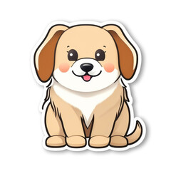 Cute dog animal stickers on white transparent background generative Ai