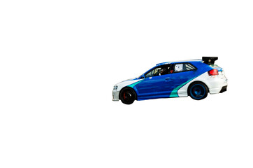 Carro de corrida de cor azul na pista do Autódromo de Interlagos, São Paulo, Brasil. Formato de...