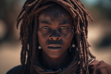 African Himba Tribe  . Tradition portrait Woman Generative AI