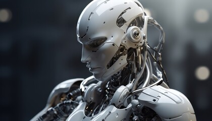 Fototapeta premium Robot android woman. Generative AI