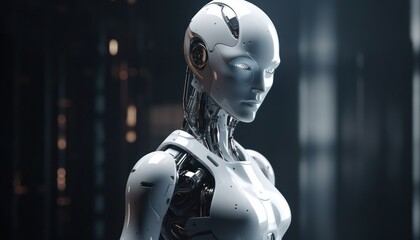 Robot android woman. Generative AI