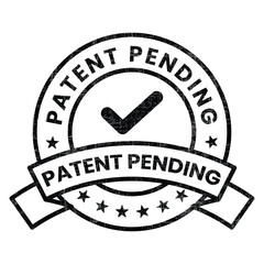 patented stamp vector, patent pending badge, seal, logo, label, emblem, seal, with tick check mark and grunge effect for decision purpose vector illustration black and white