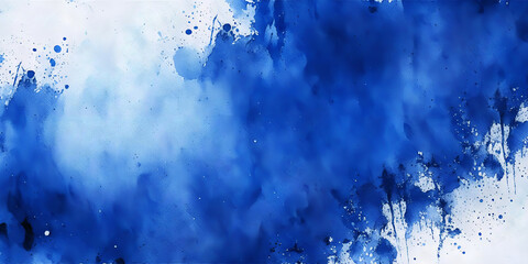 Abstract watercolor background, water drops on blue